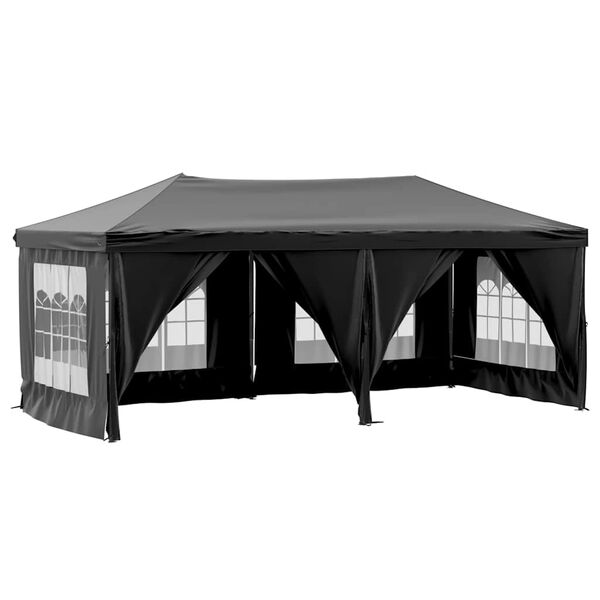 vidaXL Tenda per Feste Pieghevole con Pareti Laterali Nero 3x6 m