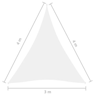 vidaXL Parasole a Vela Oxford Triangolare 3x4x4 m Bianco