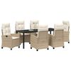 vidaXL Set da Pranzo per Giardino con cuscino 7 pcs Beige polyrattan
