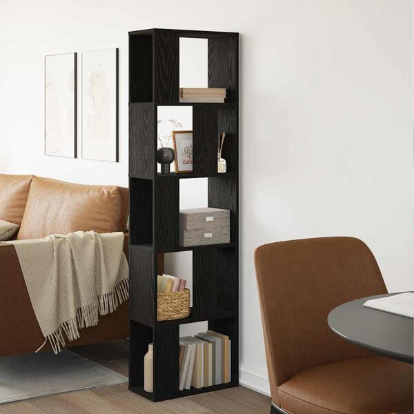 vidaXL Libreria Rovere Nero 45 x 23,5 x 162,5 cm