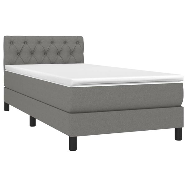 vidaXL Letto a Molle Materasso e LED Grigio Scuro 80x200 cm in Tessuto