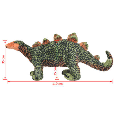 vidaXL Dinosauro Stegosaurus in Peluche in Piedi Verde e Arancione XXL