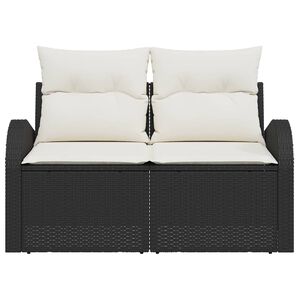 vidaXL Divano da giardino Nero 124 x 62 x 69cm polyrattan