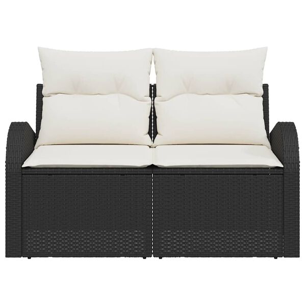 vidaXL Divano da giardino Nero 124 x 62 x 69cm polyrattan
