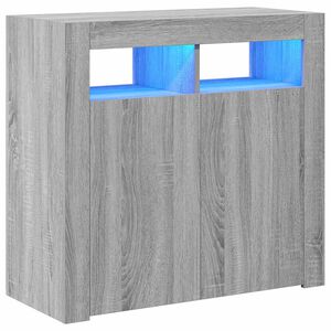 vidaXL Credenza con Luci LED Grigio Sonoma 80x35x75 cm
