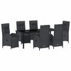 vidaXL Set da Pranzo per Giardino con cuscino 7 pcs Nero polyrattan