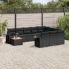 vidaXL Set Divani da Giardino 11 pz con Cuscini in Polyrattan Nero