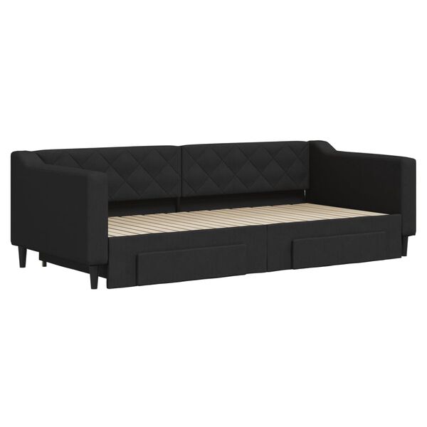 vidaXL Divano Letto Estraibile con Cassetti Nero 90x200 cm in Tessuto