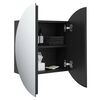 vidaXL Armadio da Bagno con Specchio Rotondo e LED Nero 47x47x17,5 cm