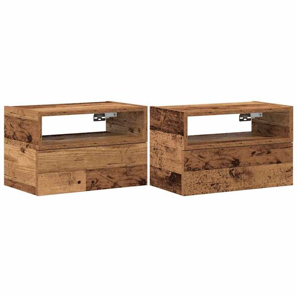 vidaXL Comodini a Muro 2 pz Legno Antico 45x26x28,5 cm