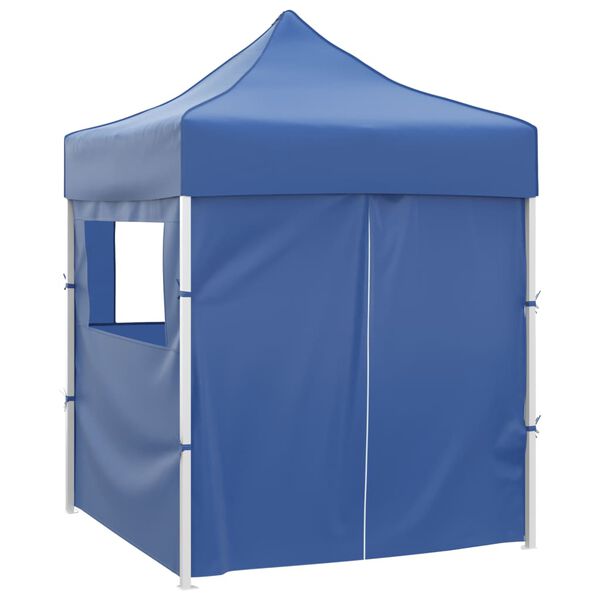vidaXL Gazebo Pieghevole Professionale 4 Pareti 2x2m Acciaio Blu