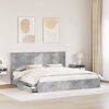 vidaXL Letto con Contenitore con testiera Grigio cemento 200 x 200 cm