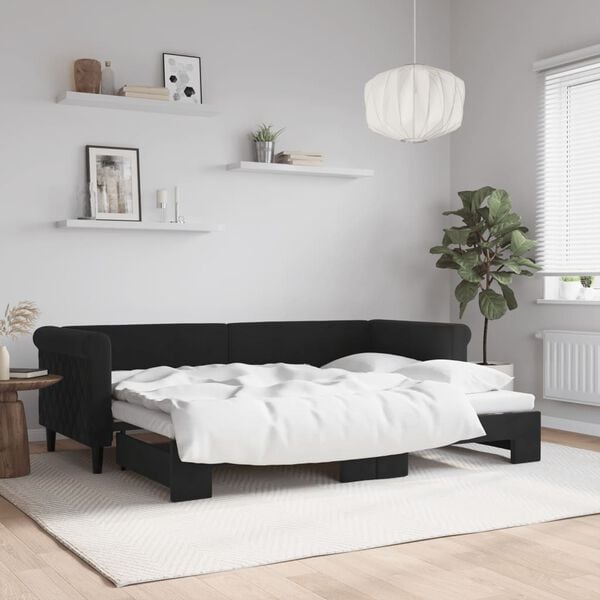 vidaXL Divano Letto con Letto Estraibile Nero 80x200 cm in Velluto