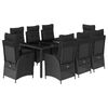 vidaXL Set da Pranzo da Giardino 9 pz con Cuscini Nero in Polyrattan