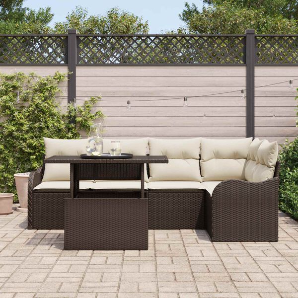 vidaXL Set Divano da Giardino 6 pcs Marrone Rattan in Polipropilene