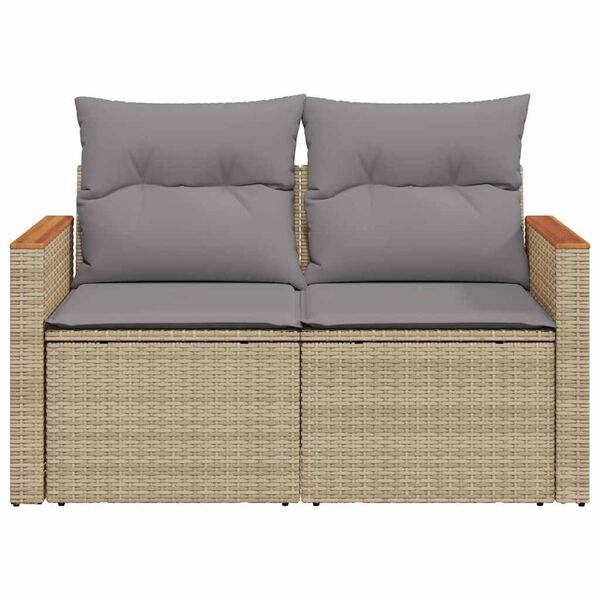 vidaXL Divano da Giardino con Cuscini a 2 Posti Beige in Polyrattan