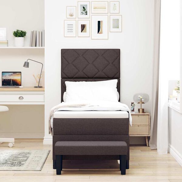 vidaXL Letto a molle con materasso Marrone Scuro 80 x 200 cm Tessuto