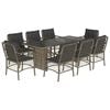vidaXL Set da Pranzo da Giardino 9 pz con Cuscini in Polyrattan Grigio