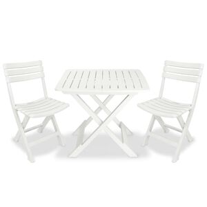 vidaXL Set da Bistrot 3 pz in Plastica Bianco