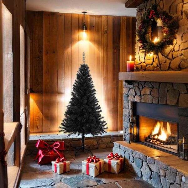 vidaXL Albero di Natale Artificiale Sottile con Base Nero 150 cm PVC