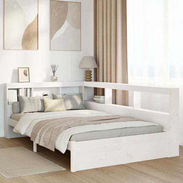 vidaXL Letto Libreria senza Materasso Bianco 120x200 cm Legno di Pino
