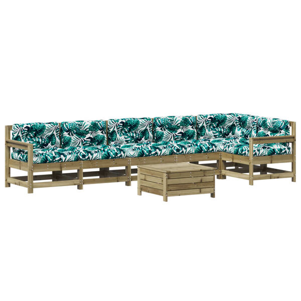 vidaXL Set Divani da Giardino 7pz con Cuscini Legno Impregnato di Pino