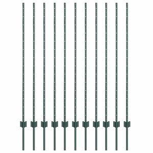 vidaXL Palo per recinzione interrato 11 pcs Verde 180 cm