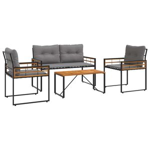 vidaXL Set di Mobili da Esterno con cuscino 4 pcs Grigio chiaro
