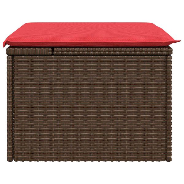 vidaXL Sgabello da giardino con cuscino marrone 55x55x37 cm in polyrattan