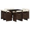 vidaXL Set da Pranzo da Giardino 9pz con Cuscini Marrone in Polyrattan
