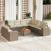 vidaXL Set Divano da Giardino 10 pz con Cuscini Beige in Polyrattan