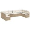 vidaXL Set Divano da Giardino 10 pcs Beige e Bianco polyrattan