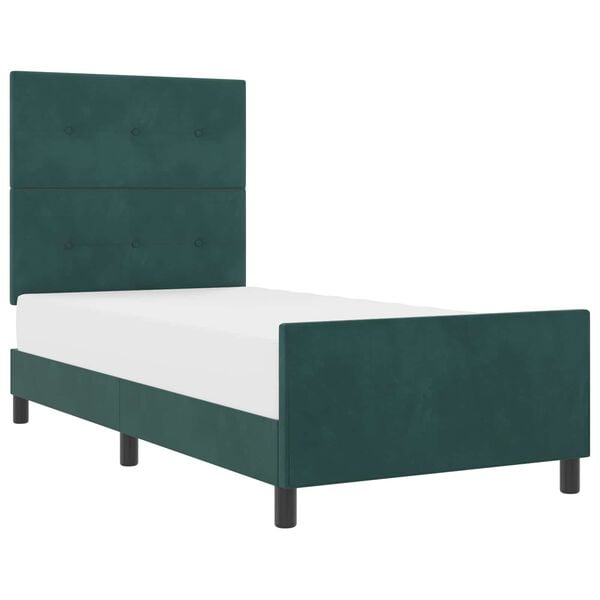 vidaXL Letto a molle con testiera Verde Scuro 80 x 200 cm Velluto