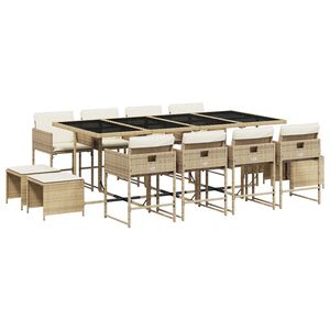 vidaXL Set da Pranzo da Giardino 13 pz con Cuscini Beige in Polyrattan