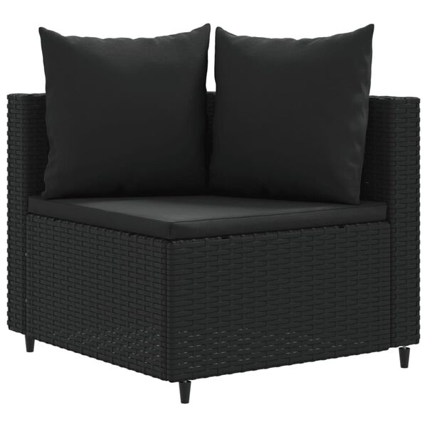 vidaXL Set Divani da Giardino 4 pz con Cuscini Nero in Polyrattan