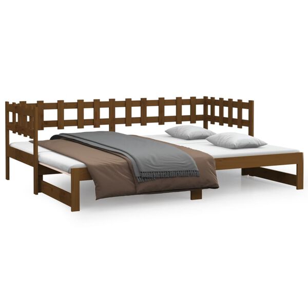 vidaXL Dormeuse Estraibile senza Materasso Marrone Ambra 2x(90x200) cm