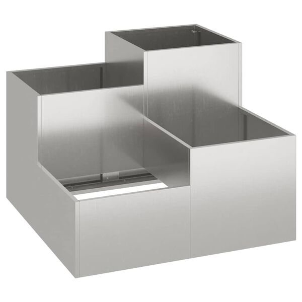 vidaXL Vaso da giardino Argento 80 x 80 x 60 cm Acciaio inossidabile