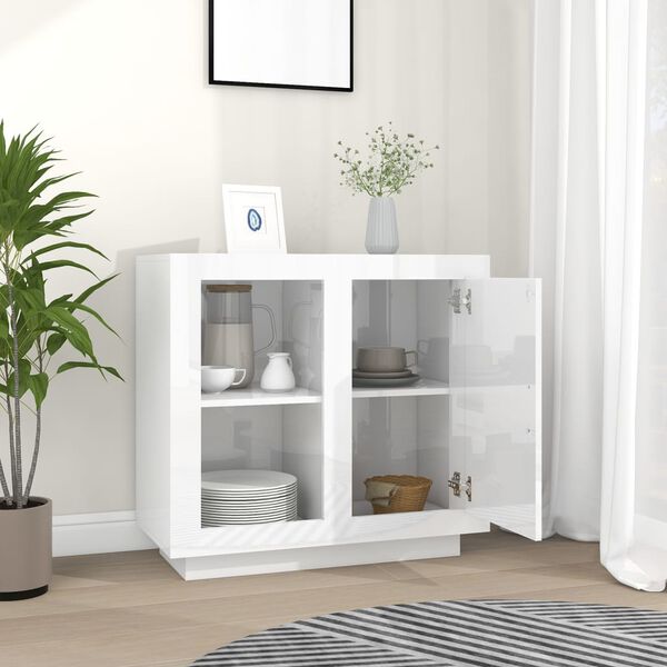 vidaXL Credenza Bianco Lucido 80x40x75 cm
