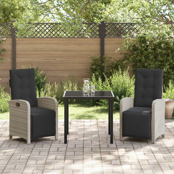 vidaXL Set da Pranzo per Giardino 3 pcs Grigio chiaro polyrattan