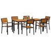 vidaXL Set da Pranzo per Giardino 7 pcs Nero Legno di Acacia Massello