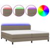 vidaXL Letto a Molle Materasso e LED tortora 200x200cm in Tessuto