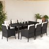 vidaXL Set da Pranzo da Giardino 9 pz con Cuscini Nero in Polyrattan