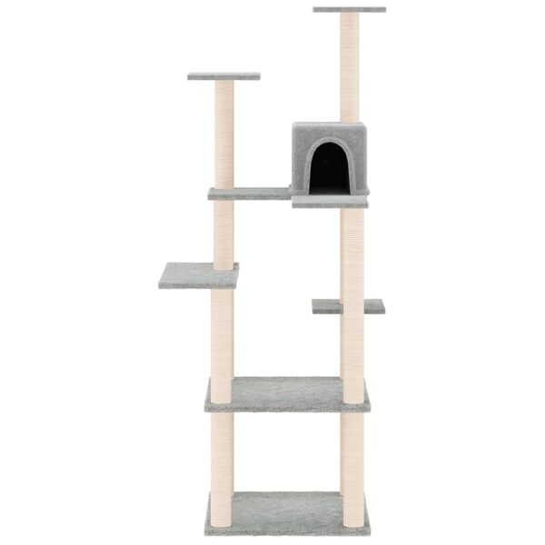 vidaXL Albero per Gatti con Tiragraffi in Sisal Grigio Chiaro 153 cm