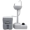 vidaXL Set WC Portatile da Campeggio e Lavandino con Supporto Grigio