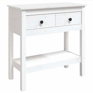 vidaXL Tavolo Consolle Bianco 75x35x75 cm in Legno Massello di Pino