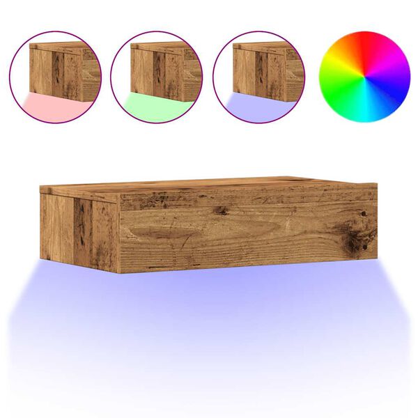 vidaXL Mobili Porta TV con Luci LED 2 pz Legno Antico 60x35x15,5 cm