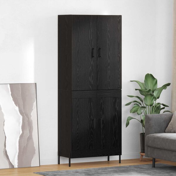 vidaXL Credenza Rovere Nero 69,5 x 34 x 180 cm Legno multistrato