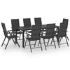 vidaXL Set da Pranzo da Giardino 9 pz Nero