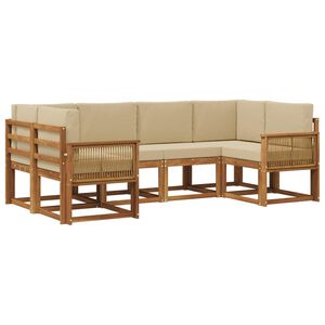 vidaXL Set di divani da esterno con cuscino 6 pcs Naturale e Beige