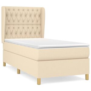 vidaXL Giroletto a Molle con Materasso Crema 90x190 cm in Tessuto